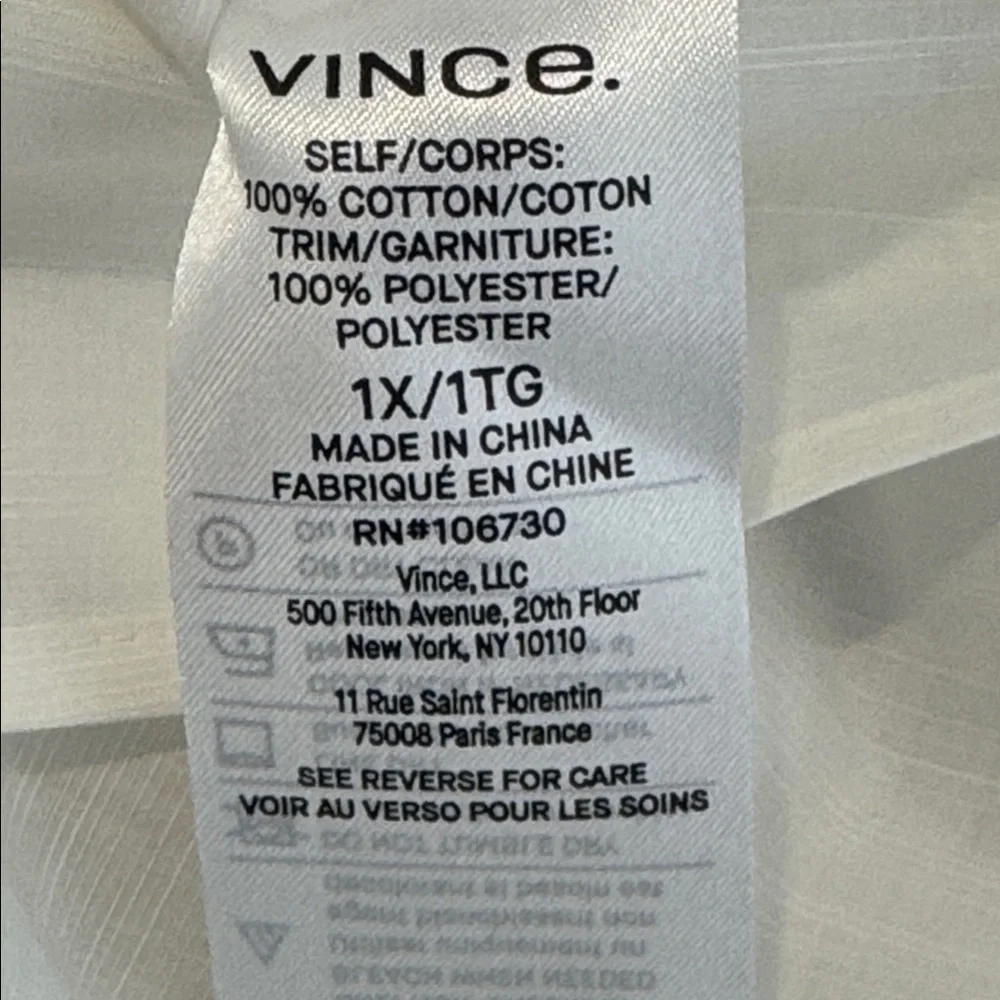 Vince Elegant White Women's Top. Ladies 1X - Picture 11 of 15